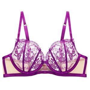 Dita Von Tesse NWT Shocking Violet femmoiselle demi lace bra lingerie SIZE 36D